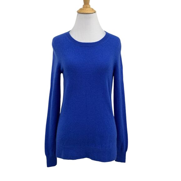 Saks Fifth Avenue Sweater Womens M Medium Royal Blue Cashmere Crew Neck Pullover - Picture 1 of 15